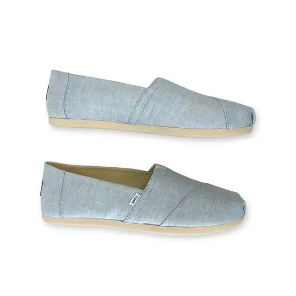 Toms Women's New Alpargata Flats Size 8.5 Light Blue Speckled Linen Slip On - Picture 3 of 15